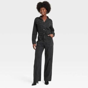 Universal Thread Washed Black Denim Jumpsuit